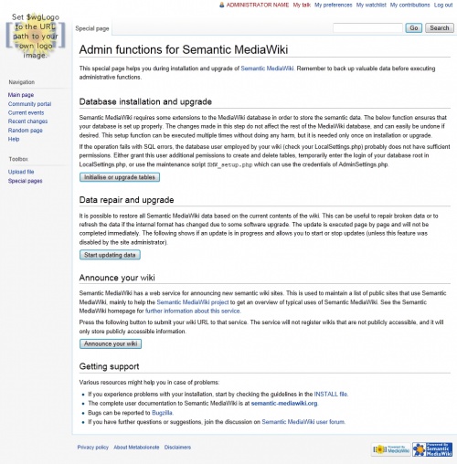 Admin functions for Semantic MediaWiki