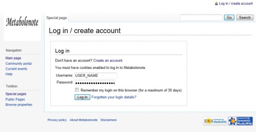 Log in / create account