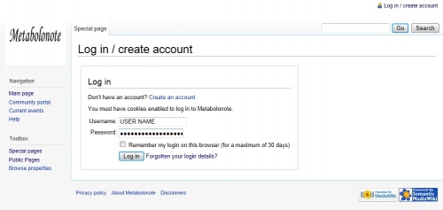 Log in / create account