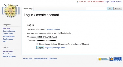 Log in / create account